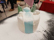 Winter Waterfall Cake - Cleanest Group while working!