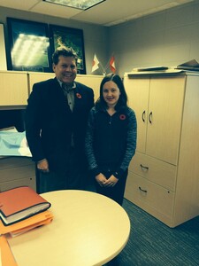 Drew with Hilltop Principal Egbert Stang.