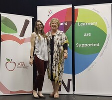 First year teacher Ashley Chayka poses with her teacher mentor Darla Clelland, both from Elmer Elson Elementary.