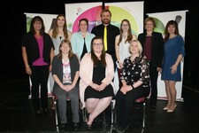 Inductees pose with NGPS Assistant Superintendent Leslee Jodry and Literacy Coach, Cheryl Gascoyne.